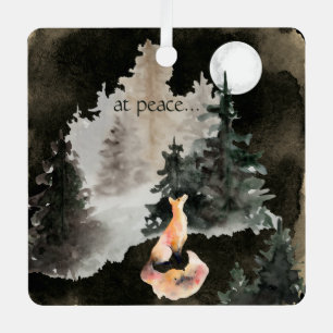 Personalised at peace ~ Fox and Full Moon Woodland Metal Tree Decoration