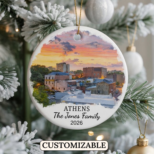 Personalised Athens Ornament, Custom Georgia Ceramic Ornament (Creator Uploaded)