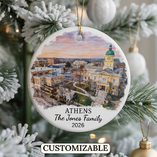 Personalised Athens Ornament, Custom Georgia Ceramic Ornament