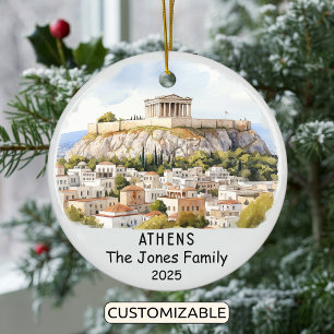 Personalised Athens Ornament, Greece Ceramic Ornament
