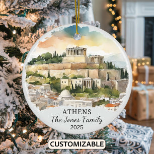 Personalised Athens Ornament, Greece Gift Ceramic Ornament