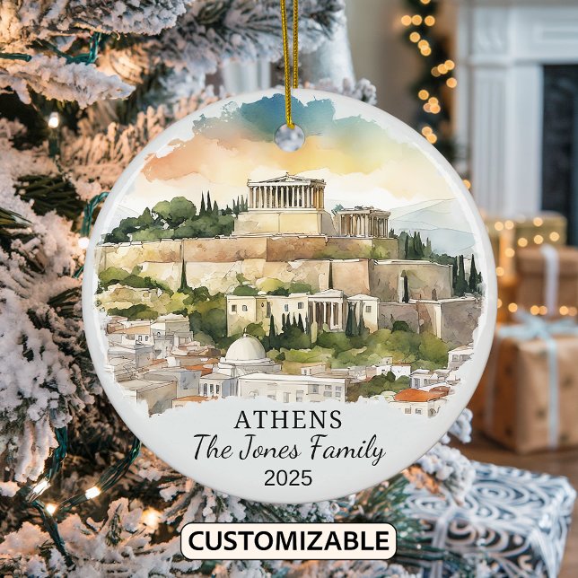 Personalised Athens Ornament, Greece Gift Ceramic Ornament (Creator Uploaded)