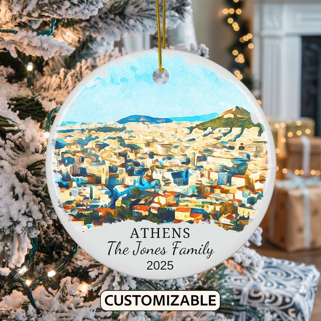 Personalised Athens Ornament, Greece Gift Ceramic Ornament (Creator Uploaded)