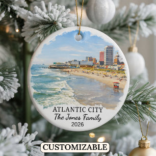 Personalised Atlantic City Ornament, New Jersey Ceramic Ornament