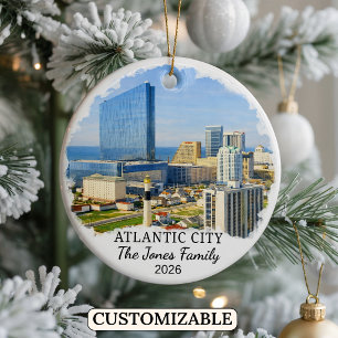 Personalised Atlantic City Ornament, New Jersey Ceramic Ornament