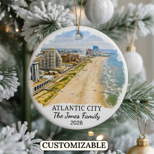 Personalised Atlantic City Ornament, New Jersey Ceramic Ornament