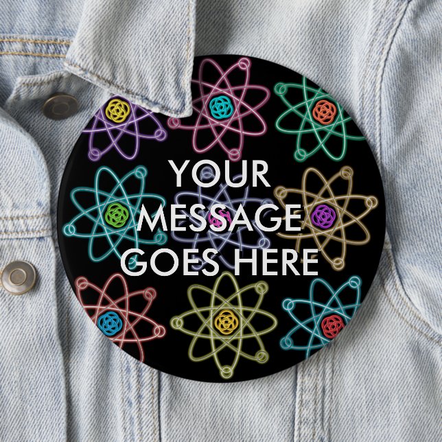 Personalised Atomic Structure Pattern 6 Cm Round Badge (In Situ)