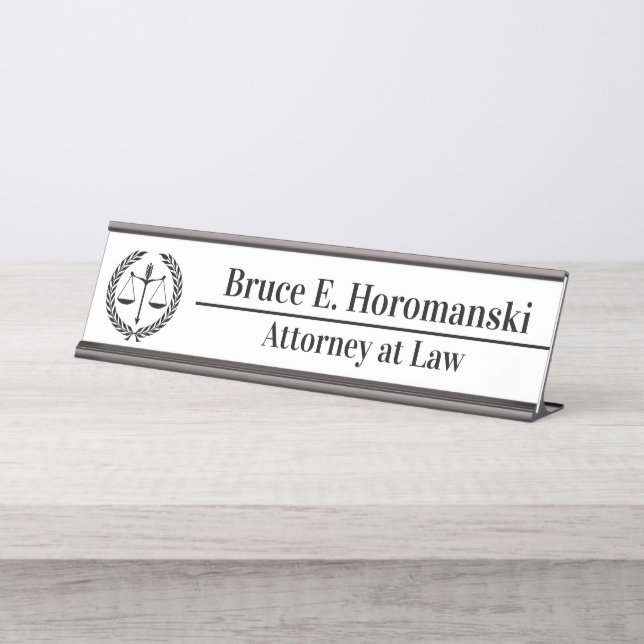 Personalised Attorney Name Paralegal Lawyer Law Desk Name Plate (Front)