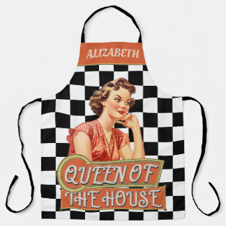 Personalised attractive retro Queen of the house Apron