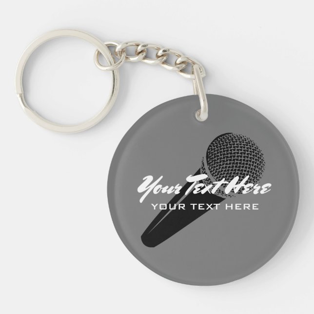 Personalised audio mic microphone icon keychain (Front)
