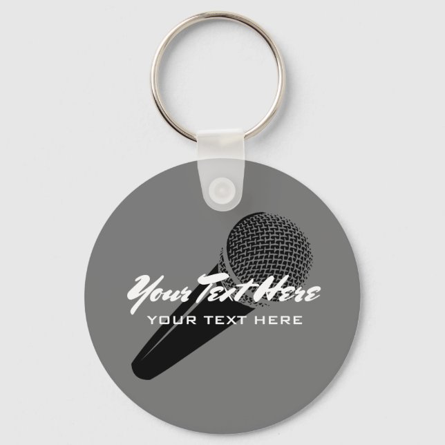 Personalised audio mic microphone icon keychain (Front)