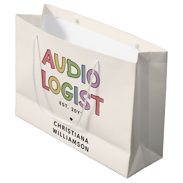 Personalised Audiologist Audiology Graduation Gift Large Gift Bag (Front Angled)