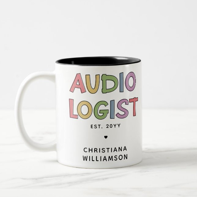 Personalised Audiologist Audiology Graduation Gift Two-Tone Coffee Mug (Left)