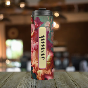 Personalised August Birth Flower Gladiolus 16 oz Thermal Tumbler