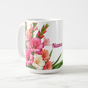 Personalised August Birth Flower Gladiolus Coffee Mug