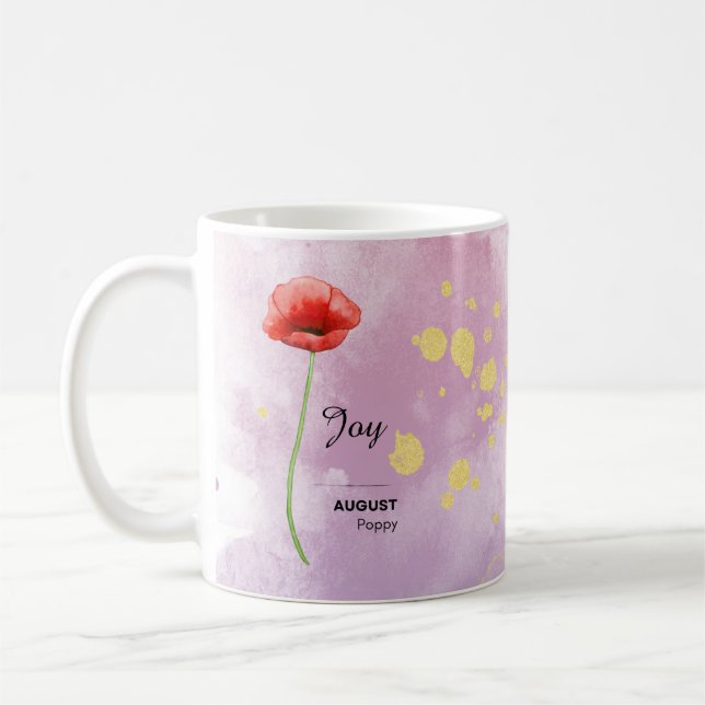 Personalised August Flower Mug (Left)