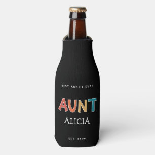 Personalised Aunt Retro Gift Best Auntie Ever Cute Bottle Cooler