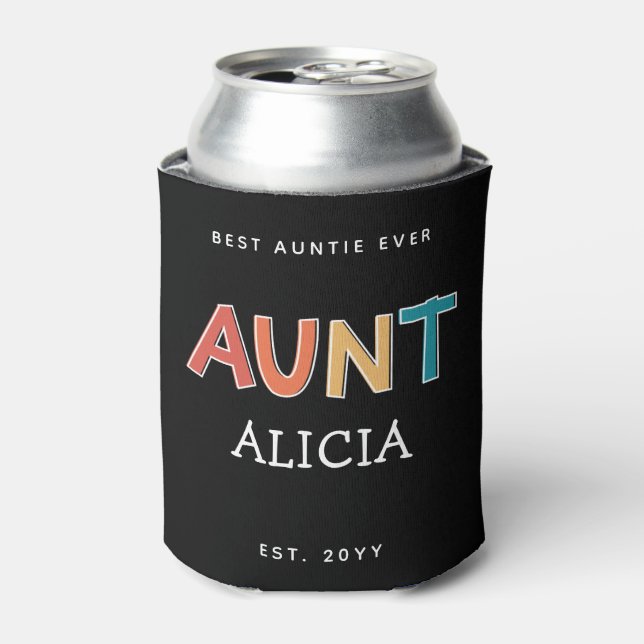 Personalised Aunt Retro Gift Best Auntie Ever Cute Can Cooler (Can Front)