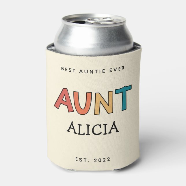 Personalised Aunt Retro Gift Best Auntie Ever Cute Can Cooler (Can Front)