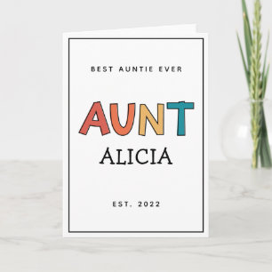 Personalised Aunt Retro Gift Best Auntie Ever Cute Card