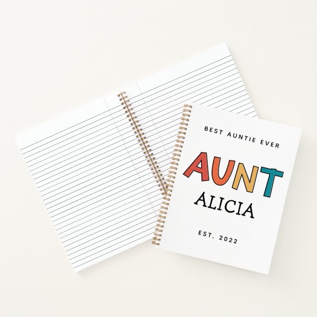 Personalised Aunt Retro Gift Best Auntie Ever Cute Notebook (Inside)