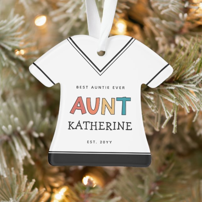 Personalised Aunt Retro Gift Best Auntie Ever Cute Ornament (Tree)