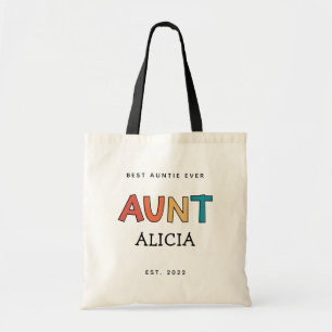 Personalised Aunt Retro Gift Best Auntie Ever Cute Tote Bag