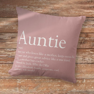 Personalised Auntie Definition Dusty Rose Pink Cushion