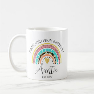 Personalised Auntie, Promoted From Bestie to Aunti Coffee Mug