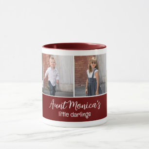 Personalised Aunt's Darlings with 4 Square Photos  Mug