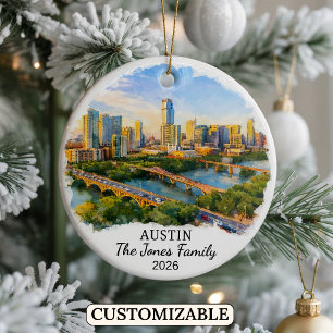Personalised Austin Ornament, Custom Texas Ceramic Ornament