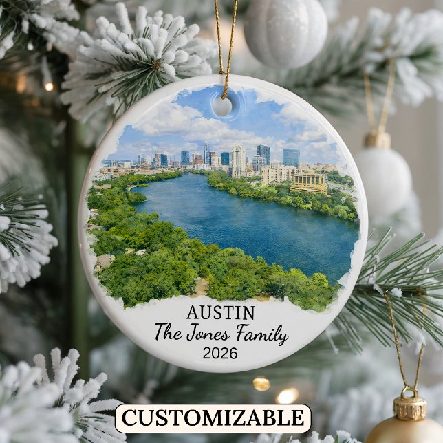 Personalised Austin Ornament, Custom Texas Ceramic Ornament (Creator Uploaded)