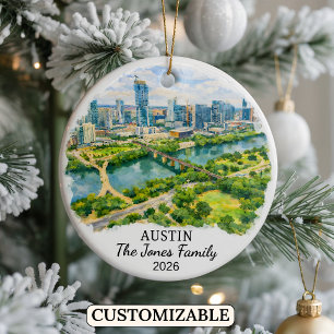 Personalised Austin Ornament, Custom Texas Ceramic Ornament