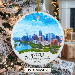 Personalised Austin Ornament, Texas State Ceramic Ornament