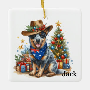 Personalised Australian Cattle Dog Christmas  Ceramic Ornament