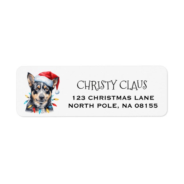 Personalised Australian Cattle Dog Christmas  Return Address Label (Front)