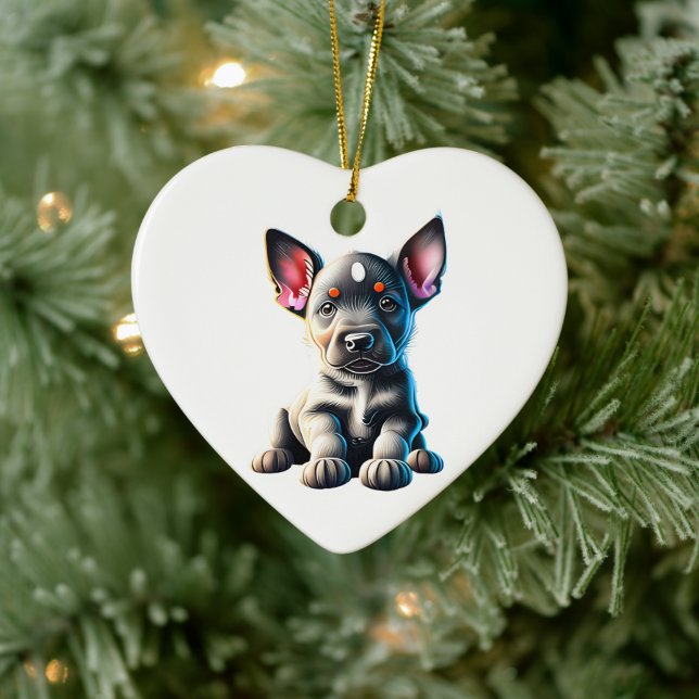 Personalised Australian Cattle Dog Puppy Ceramic Ornament (Tree)