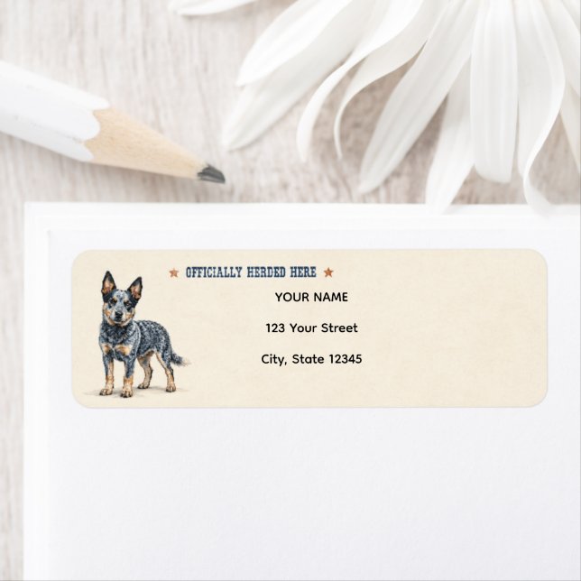 Personalised Australian Cattle Dog Return Address Label (Insitu)