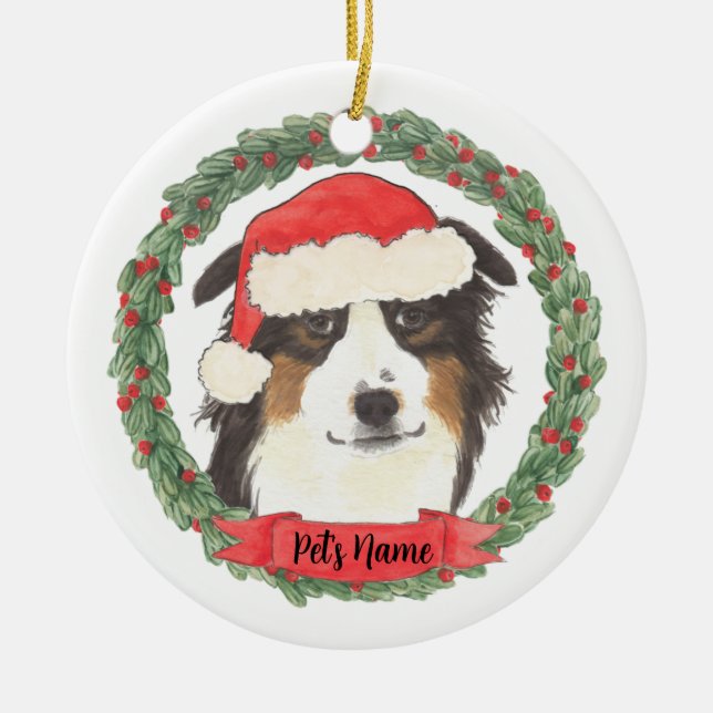 Personalised Australian Shepherd Ceramic Ornament (Front)