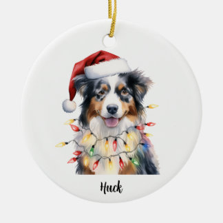 Personalised Australian Shepherd Christmas Dog Ceramic Ornament