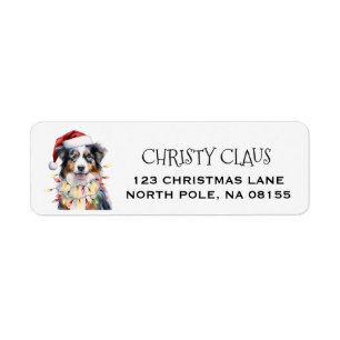 Personalised Australian Shepherd Christmas Return Address Label