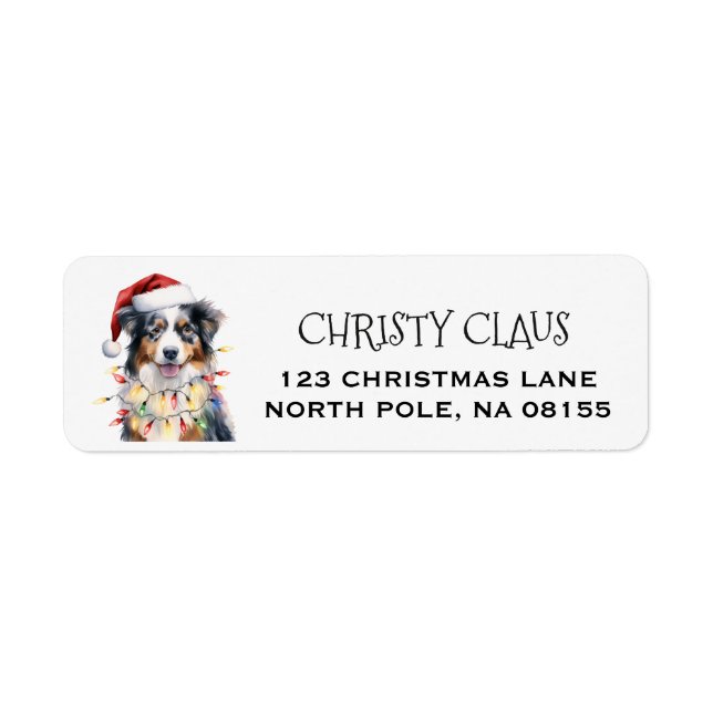 Personalised Australian Shepherd Christmas  Return Address Label (Front)