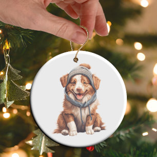 Personalised Australian Shepherd Dog Art Ceramic Ornament
