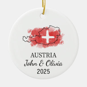 Personalised Austria Ornament, Austria Flag Gift Ceramic Ornament