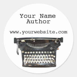 Personalised Author Stickers Typewriter Custom
