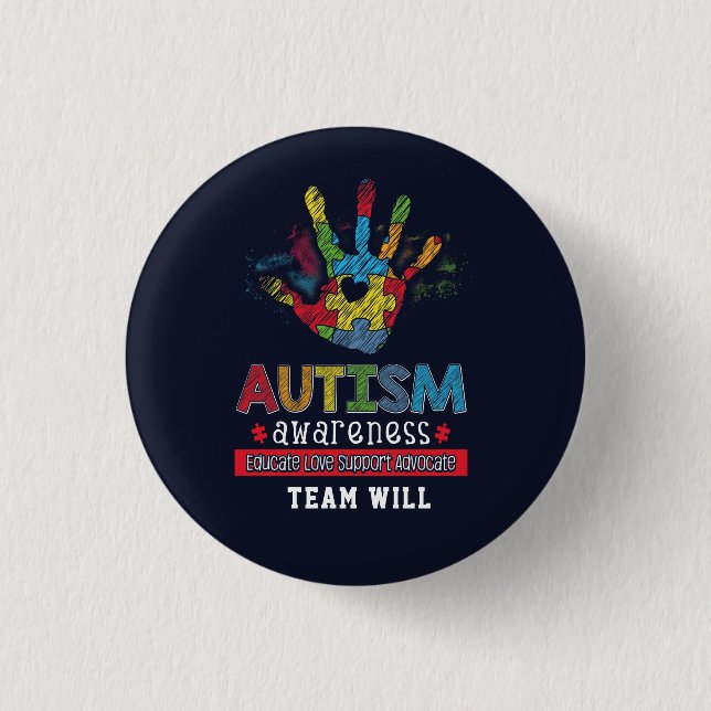 Personalised Autism Awareness Educate Advocate 3 Cm Round Badge (Front)