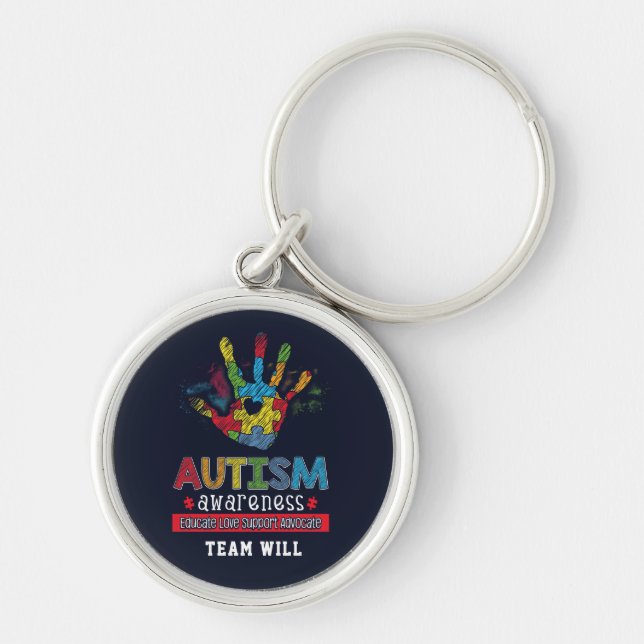 Personalised Autism Awareness Educate Advocate Key Ring (Front)