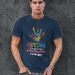 Personalised Autism Awareness Educate Advocate T-Shirt<br><div class="desc">Colourful puzzle hand with a love heart in the middle for your Autism Awareness campaigns. This design has colours all over making it bold, vibrant, and fun. The saying on it delivers a powerful message "Autism Awareness Educate, Love, Support, Advocate". Add your team name by clicking the "Personalise" button above...</div>