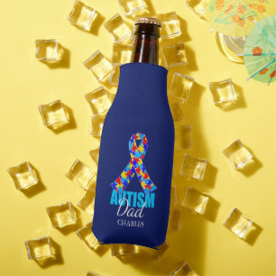 Personalised Autism Dad Blue Bottle Cooler