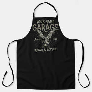 Personalised Auto Mechanic Garage Retro Spark Plug Apron
